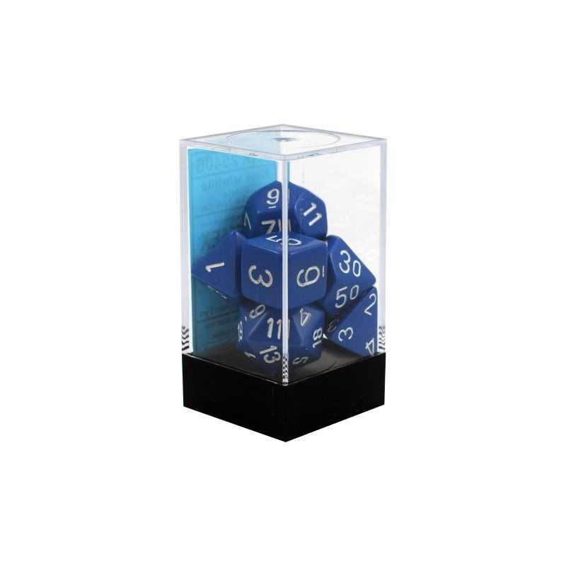 SET DE 7 DADOS OPACOS AZUL C/BLANCO