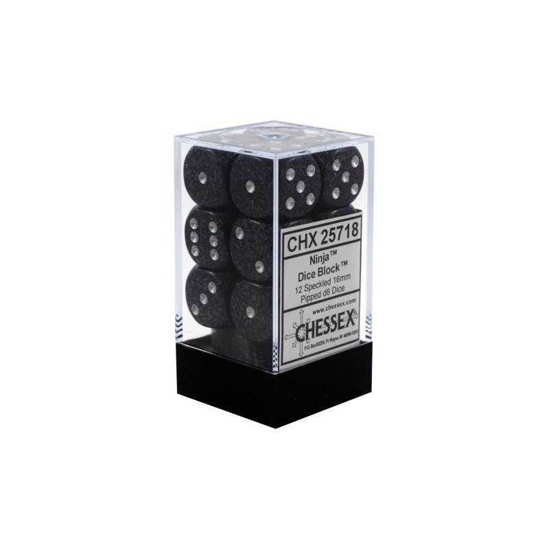 SET DE 12 DADOS D6 16MM MOTEADOS NINJA