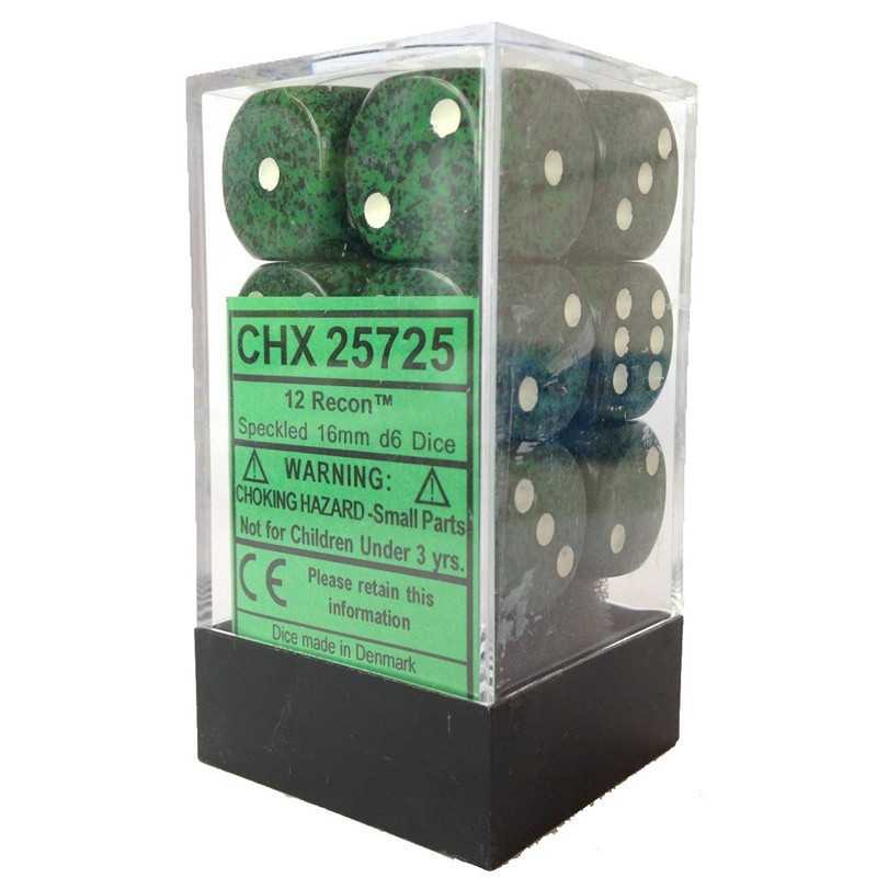 SET DE 12 DADOS D6 16MM MOTEADOS RECON