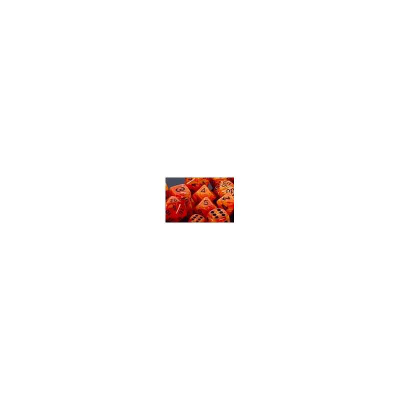 SET DE 7 DADOS VORTEX NARANJA C/NEGRO