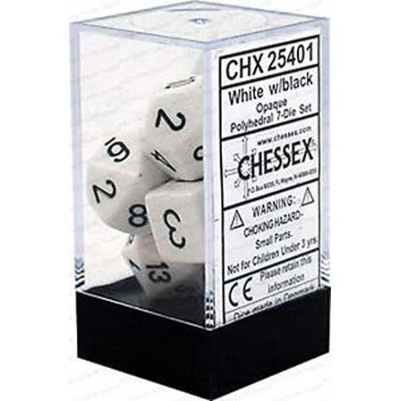 SET DE 7 DADOS OPACOS BLANCO C/NEGRO