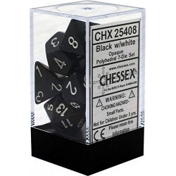 SET DE 7 DADOS OPACOS NEGRO C/BLANCO