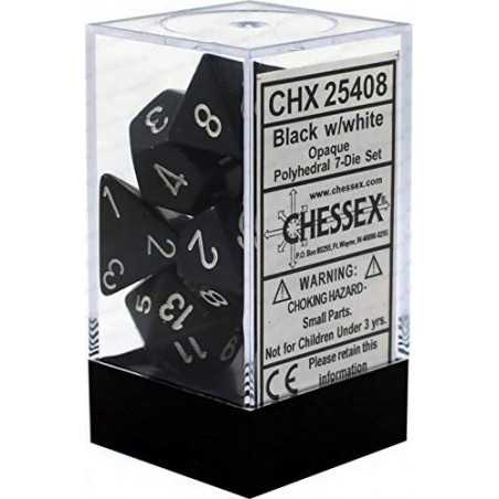 SET DE 7 DADOS OPACOS NEGRO C/BLANCO