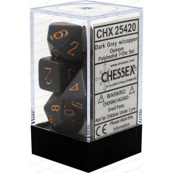 SET DE 7 DADOS OPACOS GRIS C/COBRE