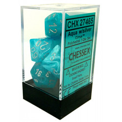 SET DE 7 DADOS CIRRUS AQUA C/PLATA