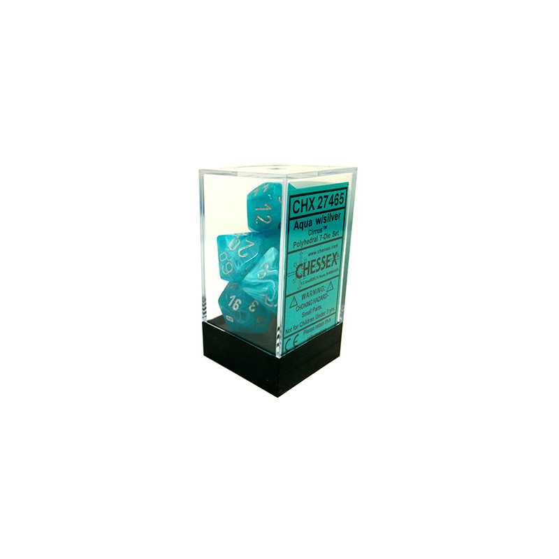 SET DE 7 DADOS CIRRUS AQUA C/PLATA