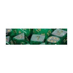 SET DE 7 DADOS VORTEX VERDE C/DORADO