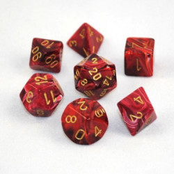 SET DE 7 DADOS VORTEX BORGOÑA C/DORADO