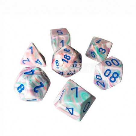 SET DE 7 DADOS FESTIVE POP ART C/AZUL