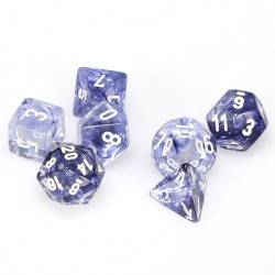 SET DE 7 DADOS NEBULA NEGRO C/BLANCO